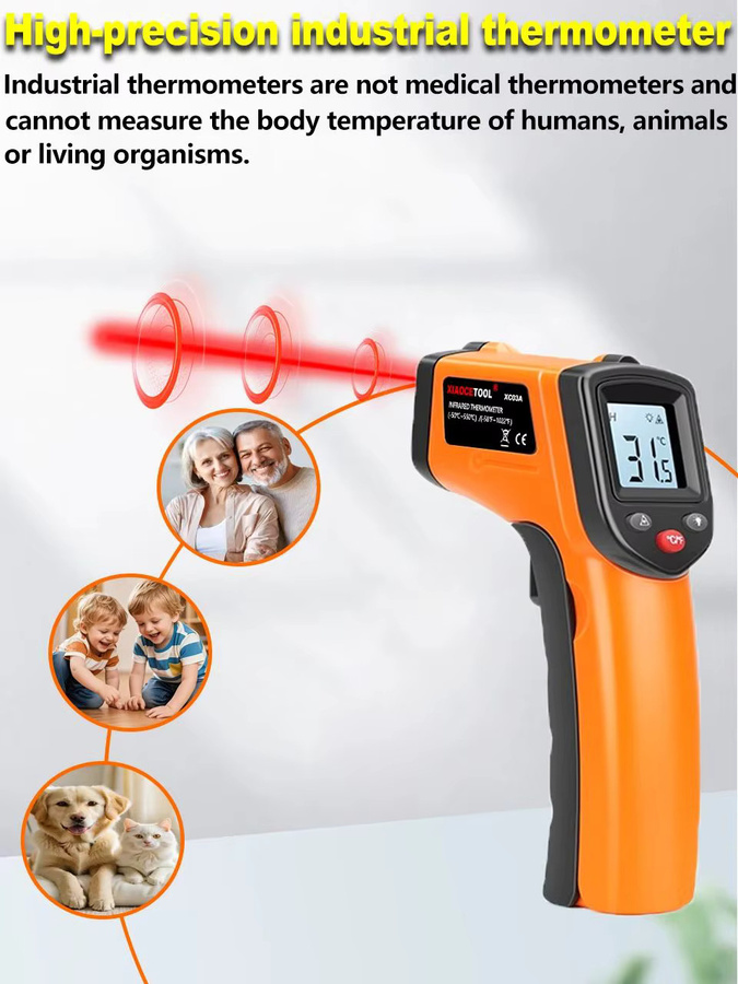 BSIDE Digitales Infrarot-Thermometer als berührungsloses Pyrometer für den industriellen Einsatz, Messbereich -50 bis 550 °C, Farbe: Orange - Bild 5