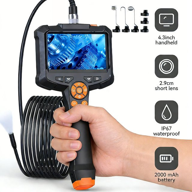 INSKAM Digitale Hand-Endoskopkamera mit 4,3-Zoll-LCD und 1080P Auflösung, halbstarres Schlangenkabel für Autoreparaturen, Schwarz - Bild 1