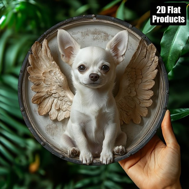 Rundes dekoratives Metallschild mit Chihuahua-Motiv von Potdemiel, Durchmesser: 20 cm, Mehrfarbig - Bild 1