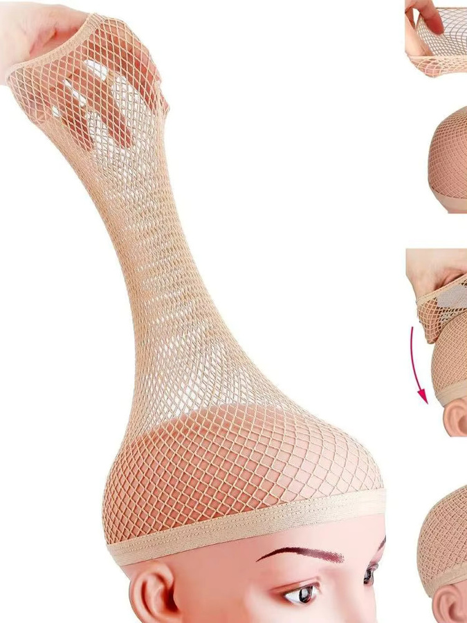 Mesh Perücken Kappen, Fischnetz Haarnetze, Beige, Unisex - Bild 4