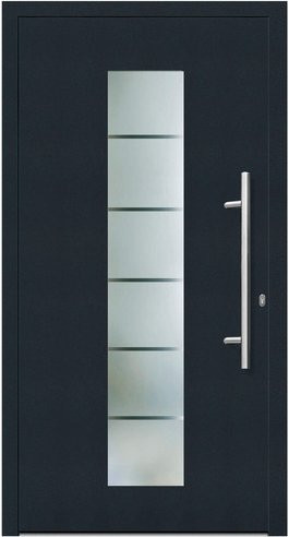 KNOCK Flügelüberdeckende Kunststoff-Haustür Terra mit Glaseinsatz, anthrazit-grau, B: 110 cm, H: 210 cm - Bild 1