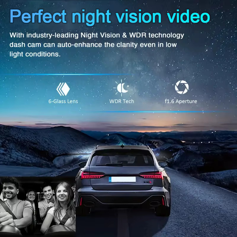 Baideluo 2-Kamera Dashcam Full HD 1080P mit Weitwinkel, Nachtsicht und Loop-Aufnahme, Schwarz - Bild 3