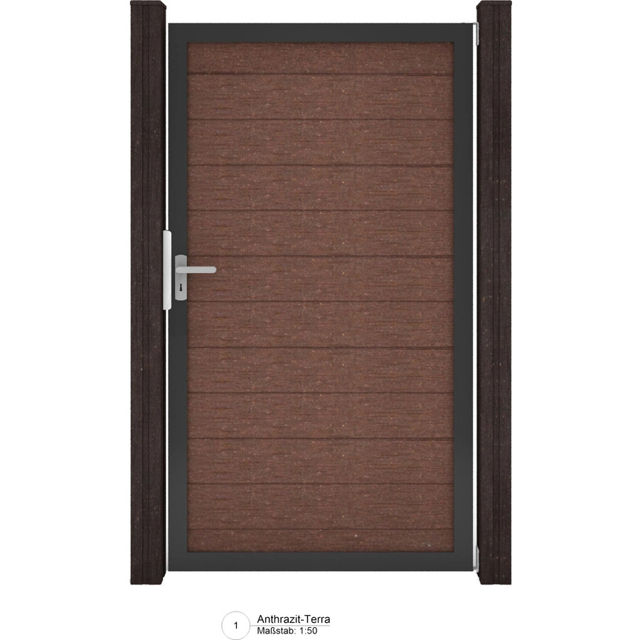 GroJa Solid Steckzaun Tor Universal-DIN Terra in Anthrazit, B/H: 100 x 180 cm - Bild 2