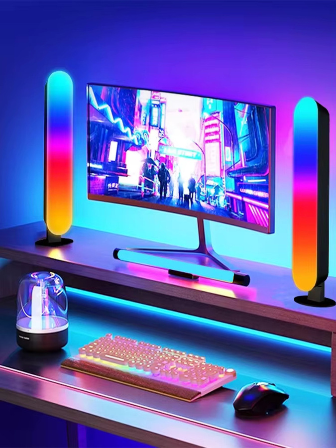 RGB Smart LED Lichtleiste für Computer Desktop und Schlafzimmer mit Fernbedienung und USB-Anschluss, Multicolour, Schwarz - Bild 1