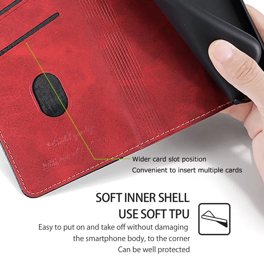 Magnetische Leder-Klapphülle mit Kartenfächern als Brieftaschen-Handyhülle für Google Pixel 8 7 6 Pro 5 4 XL und 8A in Braun oder Rot - Bild 5