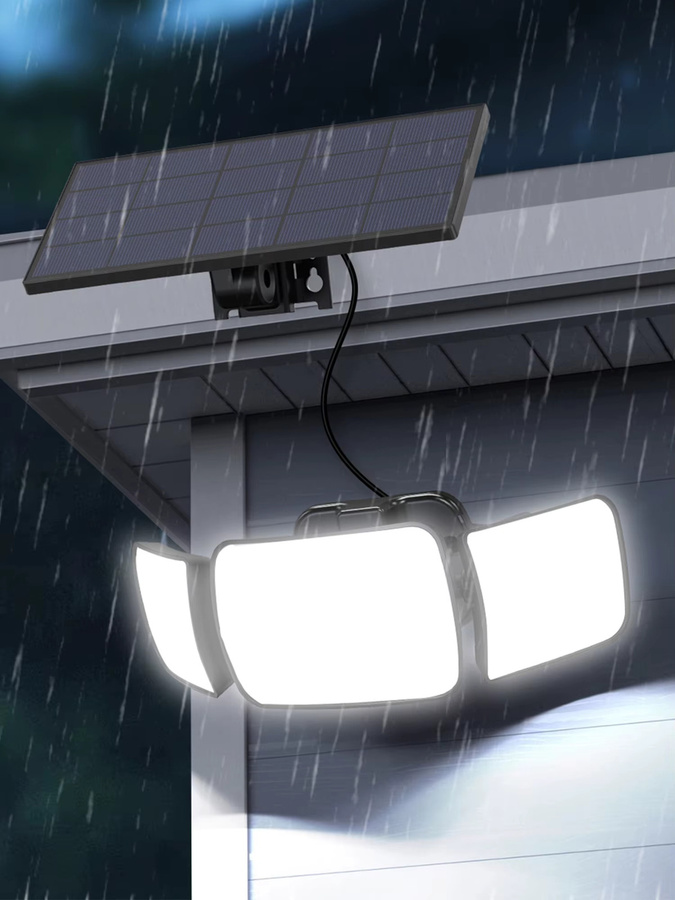 Intelamp 2er Set Solar-Flutlichter mit 108 LED und Dual-Bewegungssensor, IP65 wasserdicht, weiße Außenleuchten für Garten und Garage - Bild 7