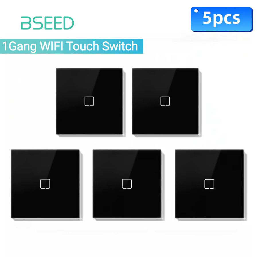 BSEED E-Serie WLAN Touch-Wandschalter mit schwarzem Glaspanel, Tuya Smart Life und Alexa App-Steuerung, 10A, Gelbe Hintergrundbeleuchtung - Bild 6