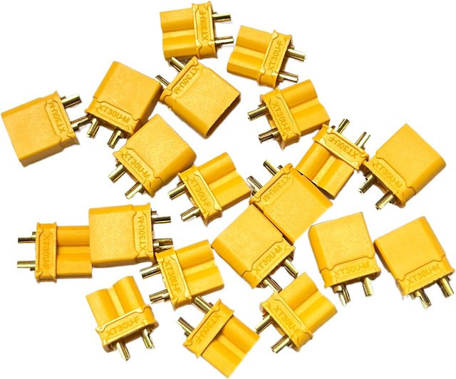 QYWWRC XT30 XT30U Rundstecker Set Männlich und Weiblich in Gelb für RC FPV Lipo Batterie und Quadcopter ESC - Bild 1