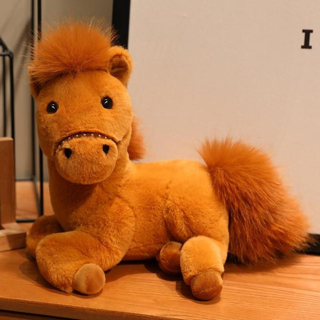 Niedliches liegendes Pferd Plüschtier, braun, 45cm - Bild 1