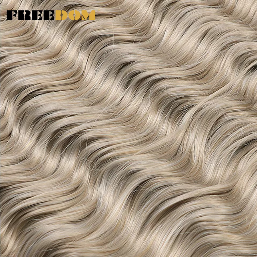 FREEDOM Synthetische Flechthaarverlängerungen, Wasserwellen-Zopfhaar, Ombre-Blond, Braun, 61 cm - Bild 3