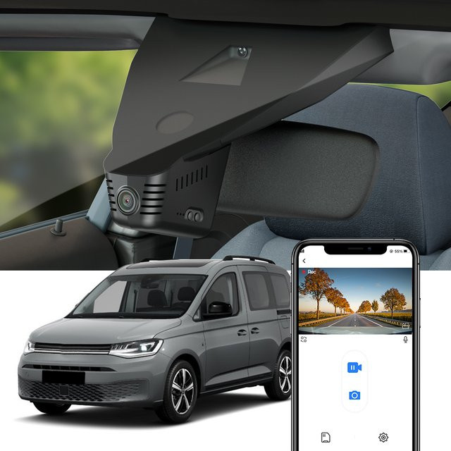 FITCAMX 4K Dashcam im OEM-Style für Volkswagen VW Caddy 2021 - 2026, Auto-DVR-Kamera mit Nachtsicht, Schwarz - Bild 1