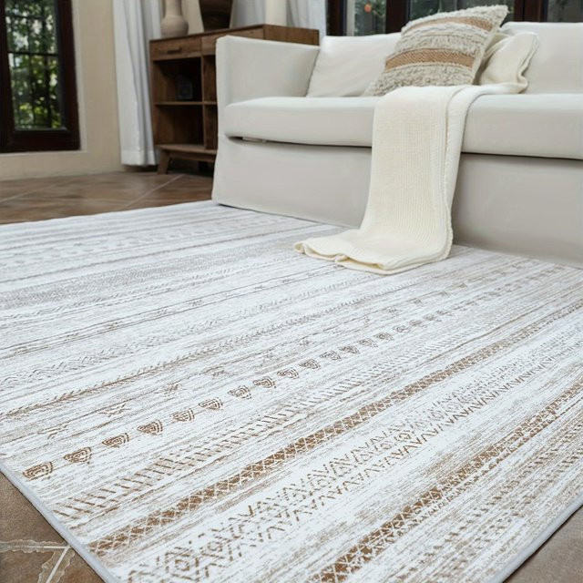 Faltbarer Outdoor-Teppich im Boho-Stil, weißer wasserdichter und reversibler Strandteppich für Balkon, Terrasse und Camping - Bild 1