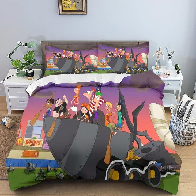 Yiran Home Phineas und Ferb Bettwäsche Set aus Polyester in Multicolour, B/H: 140 x 210 cm - Bild 1