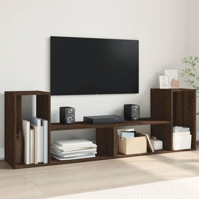 Vidaxl TV-Schrank Set aus Holzwerkstoff in Eiche Dunkel Braun, 2 Stück, B/T/H: 75 x 30 x 50 cm - Bild 1