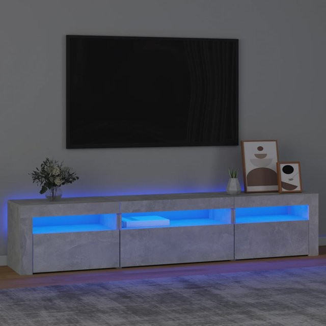 vidaXL TV-Schrank mit LED-Beleuchtung in Betongrau, modern, B/T/H: 195 x 35 x 40 cm - Bild 2