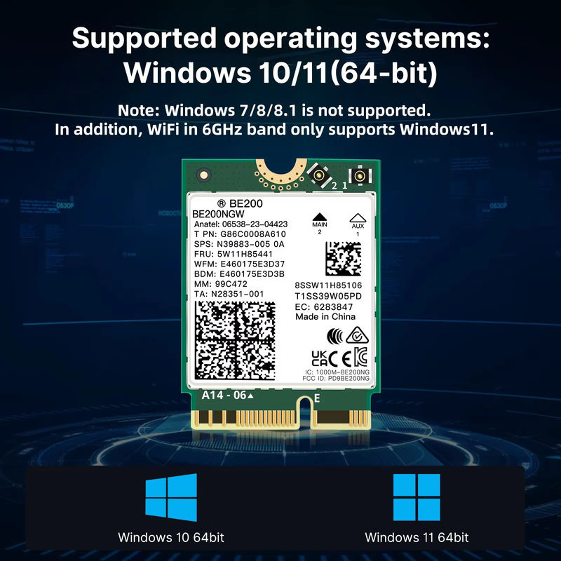 DERAPID Tri-Band WiFi 7 BE200NGW M.2 Adapter mit Bluetooth 5.4 für PC und Laptop, kompatibel mit Windows 10/11 - Bild 4