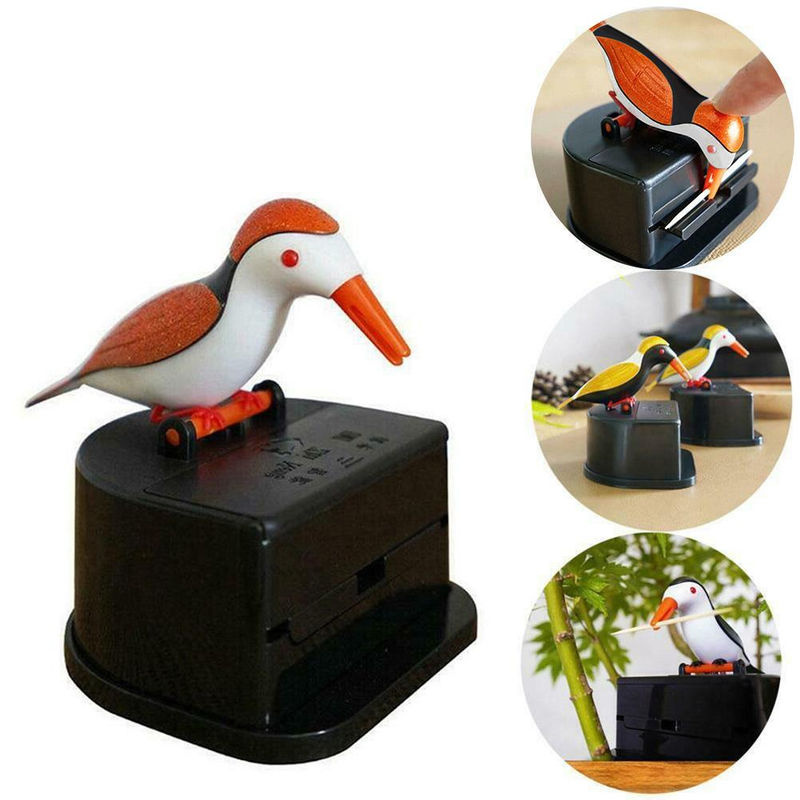 Automatischer Zahnstocherspender in Vogelspecht-Design von TOMTOP JMS, orangefarben, Tisch-Zahnstocherbox aus Kunststoff im Vintage-Stil - Bild 2