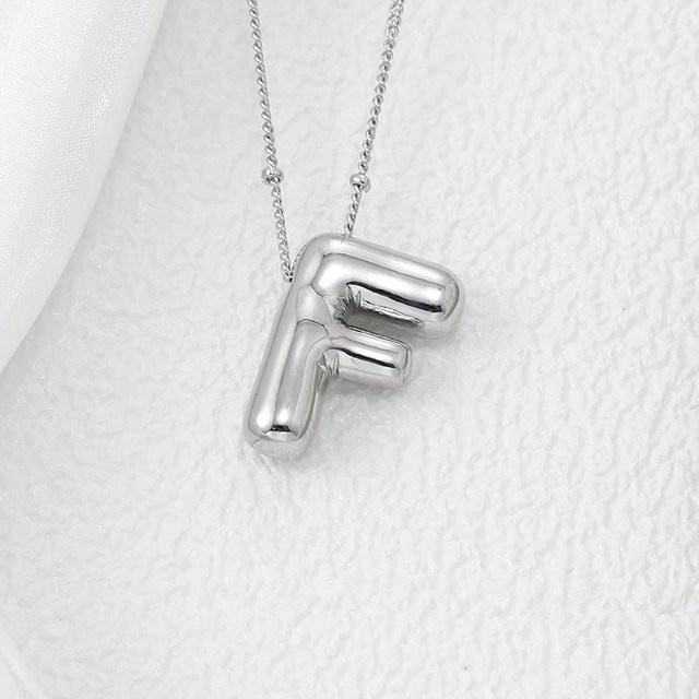 Halskette mit Initialbuchstabe Anhänger, Edelstahl, Gold, Unisex - Bild 1