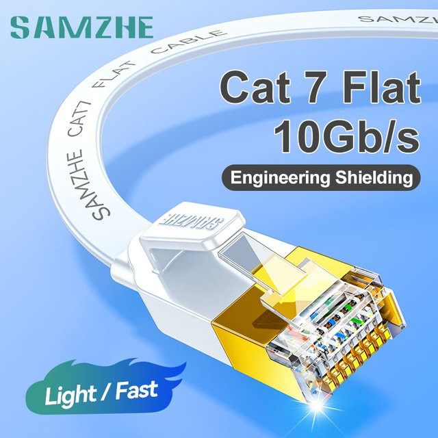 SAMZHE Cat 7 Ethernet-Patchkabel RJ45 LAN-Kabel in Weiß mit 10 Gbps High-Speed und 600 MHz STP - Bild 1