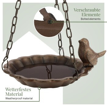 WILDLIFE HOME Vogeltränke Dekoratives Vögelchen aus Gusseisen in Braun zum Aufhängen - Bild 3