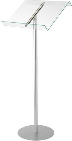 Deflecto Stehpult aus Aluminium und Acryl in Transparent/Grün, höhenverstellbar und schräg gestellt