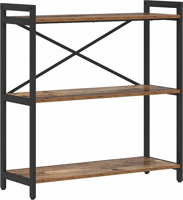 vidaXL Bücherregal im Industriallook aus Holzwerkstoff und Stahl, Farbe Schwarz/Braun, B/T/H: 80 x 30 x 85 cm - Bild 1