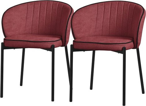 ML-Design 2er Set Esszimmerstühle Rot mit Armlehnen und Metallbeinen - Bild 1