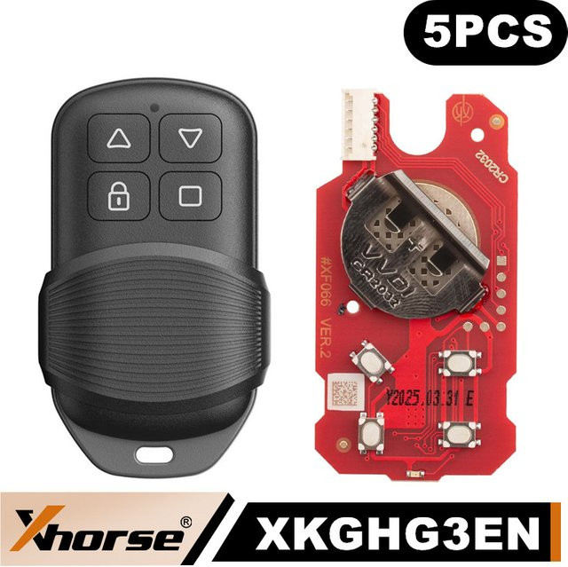 Xhorse XKGHG3EN 2. Generation Masker-Style Garagenfernbedienung mit 4 Tasten, 5er-Set, Schwarz - Bild 1