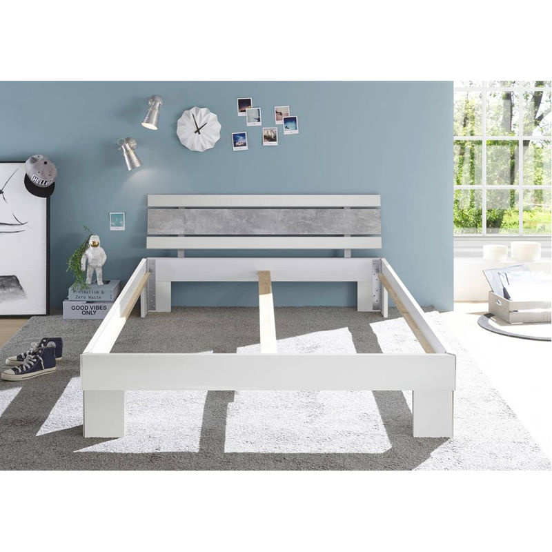 Futonbett Lyon von Poco in Weiß und Grau in Beton-Optik, Liegefläche B: 140 cm, L: 200 cm - Bild 3