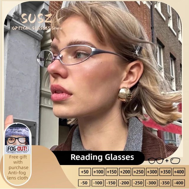SUSZ Lesebrille Schmetterlingsrahmen, Metall, Vollrand, Silber - Bild 1