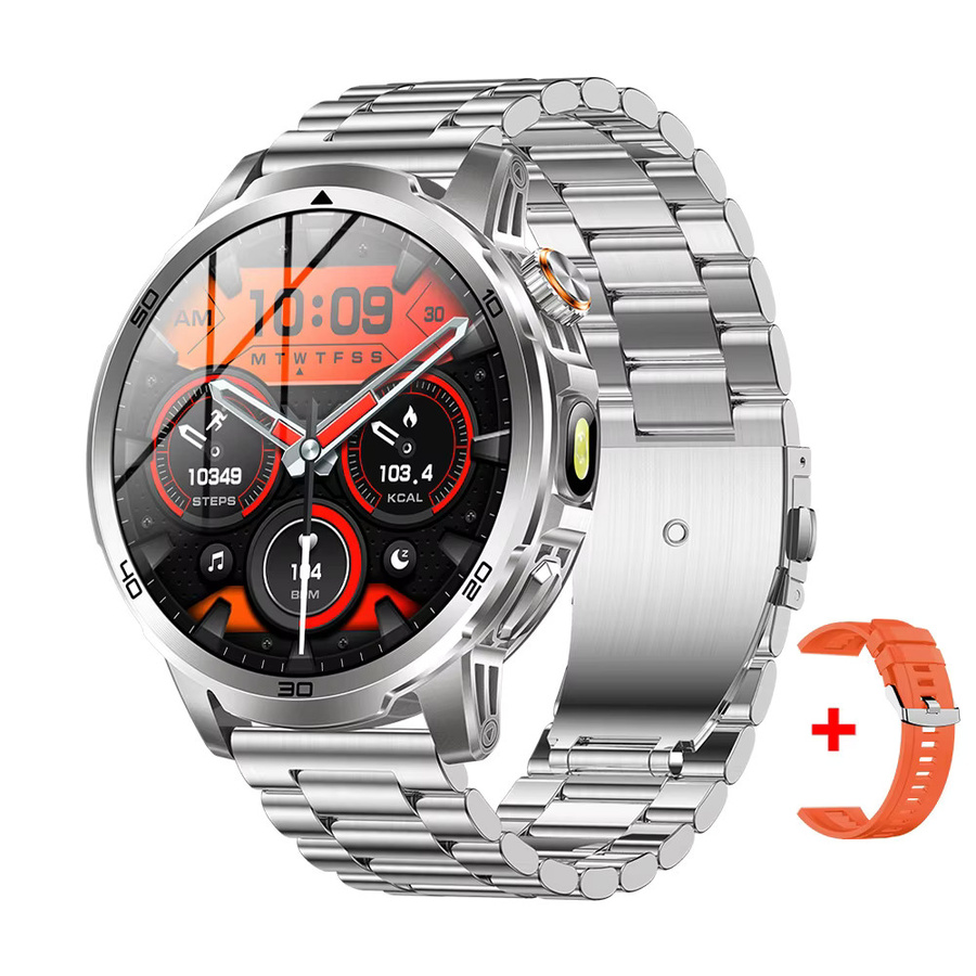 MEVADEN Smartwatch, 1.85 Zoll, Edelstahl, Silber, Schwarz, Unisex - Bild 6