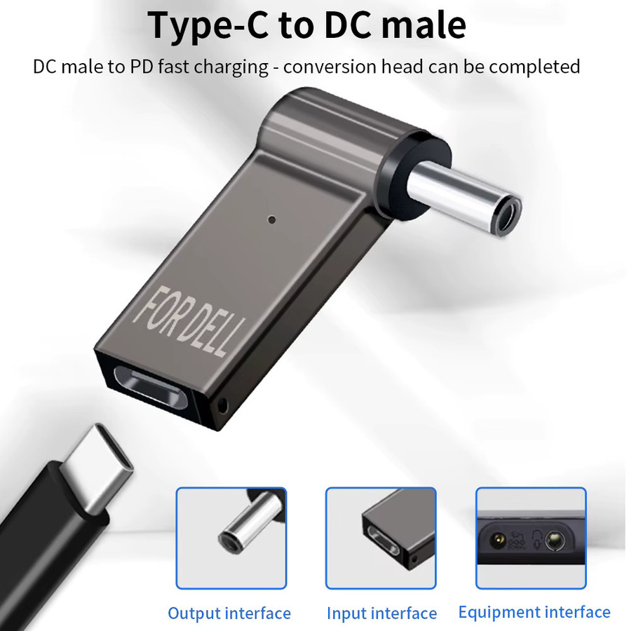 TISHRIC Laptop Netzteil Adapter PD 100W 5A USB Typ-C auf DC Stecker in Schwarz für HP, Lenovo und DELL - Bild 3