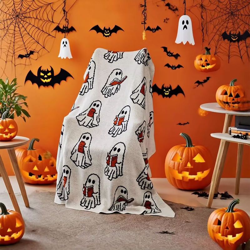 APWIKOGER Geister-Lesedecke Halloween Überwurfdecke in Weiß - Bild 2