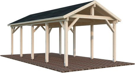 Palmako Carport Robert aus Fichtenholz mit Satteldach, Farbe: braun/transparent, B/T/H: 361 x 764 x 301 cm - Bild 3