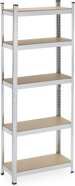 Relaxdays Schwerlastregal aus Stahl und MDF in Silber mit 5 verstellbaren Böden, Höhe: 180 cm, Breite: 70 cm, Tiefe: 30 cm - Bild 1