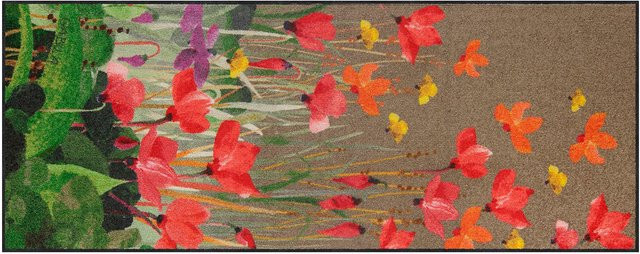 Rutschhemmende Salonloewe Fußmatte Blumenwiese in Multicolour mit floralem Design - Bild 1