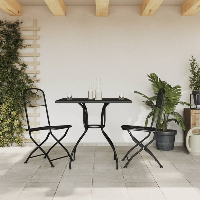 vidaXL 3-tlg Garten-Essgruppe aus Metall in Anthrazit mit Streckgitter - Bild 2