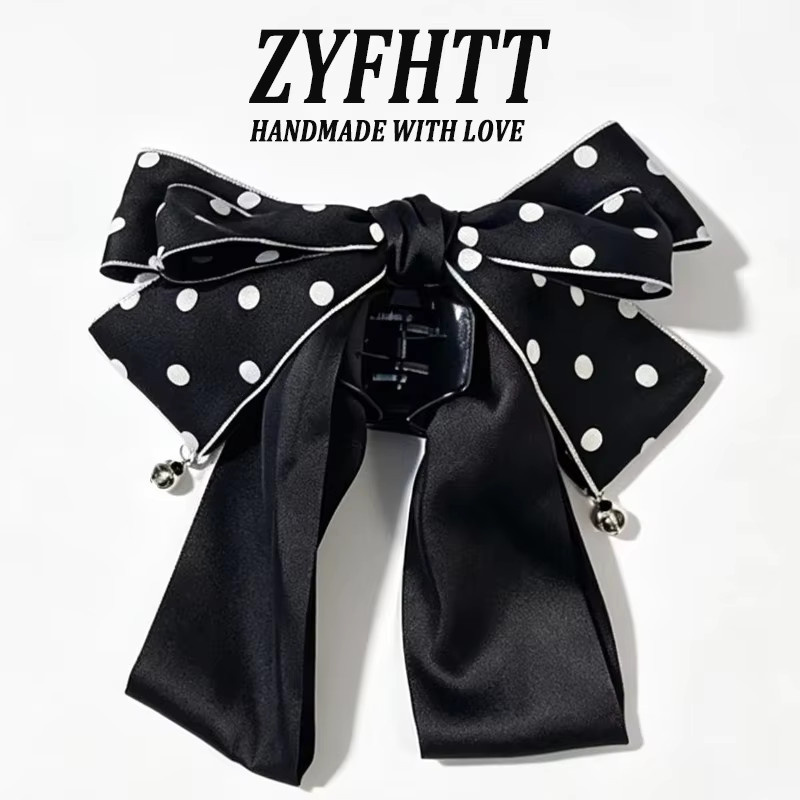 ZYFHTT Haarspange mit Polka-Dot-Muster, Schwarz-Weiß, Damen - Bild 3