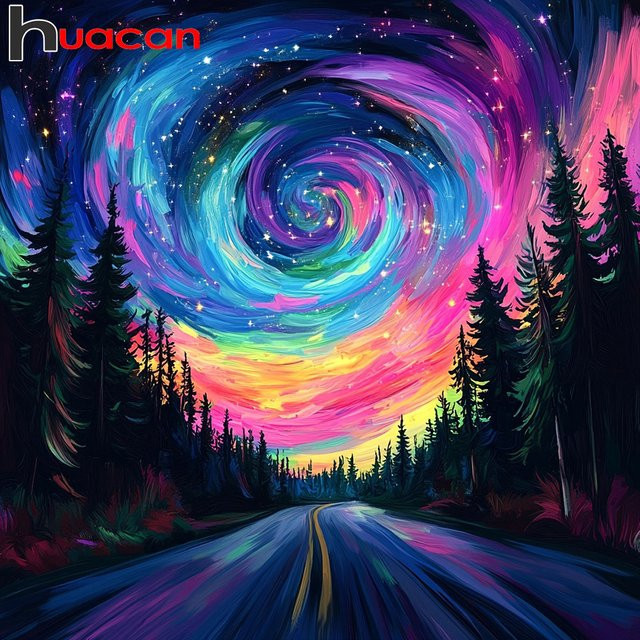 Huacan DIY Diamantmalerei Sternenhimmel Mosaik Landschaft in Multicolour B/B/H: 20 x 20 x 20 cm - Bild 1