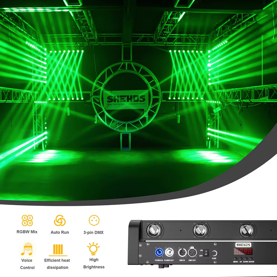 SHEHDS RGBW LED Moving Head Bar Bühnenbeleuchtung mit DMX512 für DJ, Disco und Nachtclub, Schwarz - Bild 3