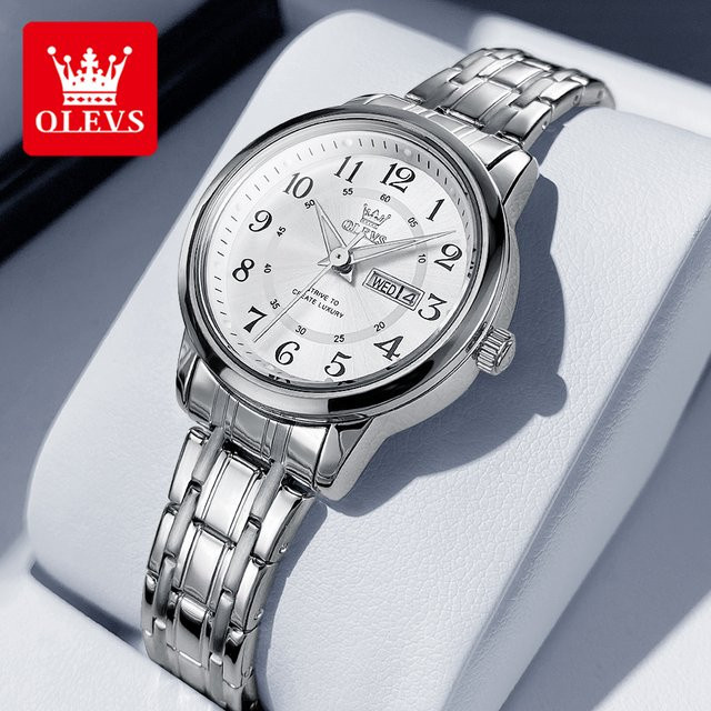 OLEVS Armbanduhr, Quarz, Edelstahl, Gold, Weiß, Damen - Bild 1