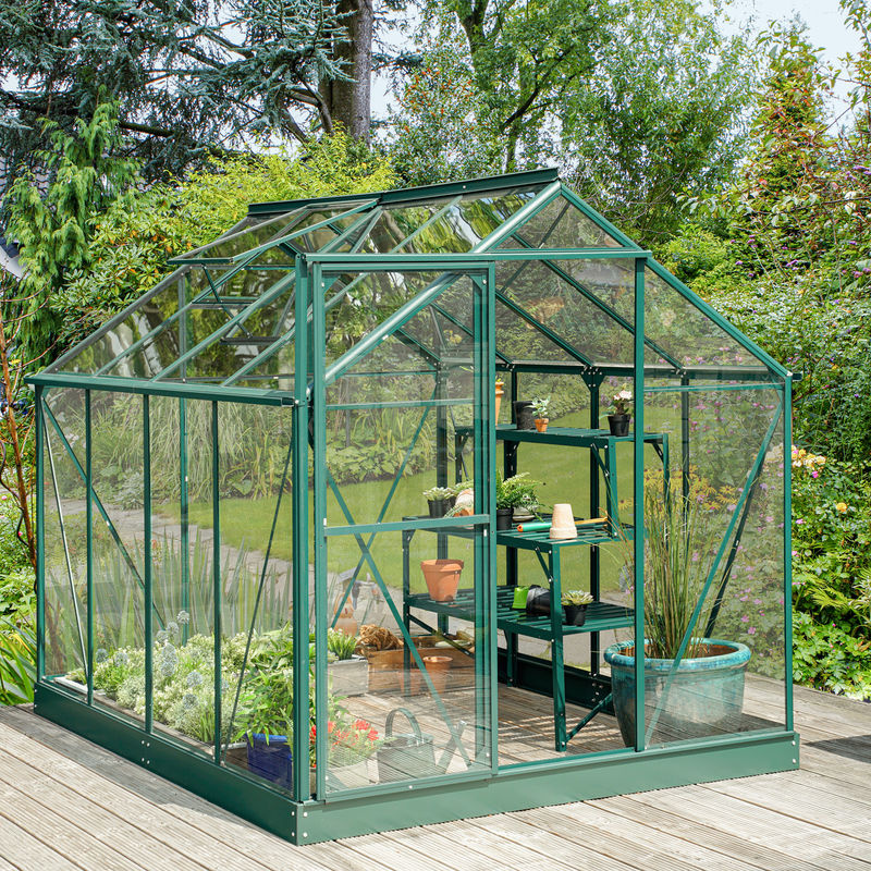 Vitavia Gewächshaus Triton 5000 in Smaragdgrün mit Stahlfundamentrahmen und Einscheiben-Sicherheitsglas, 5,0 m² - Bild 4