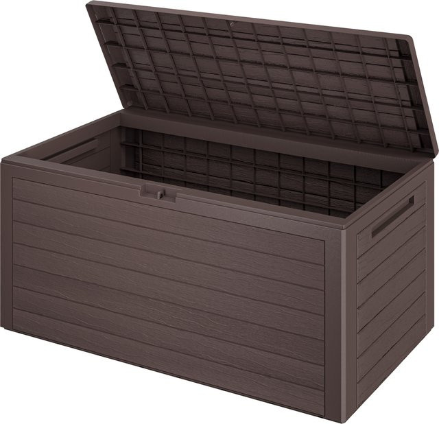 CASARIA Gartenbox Woody 280L in Braun mit Holzoptik aus Kunststoff wasserdicht - Bild 1