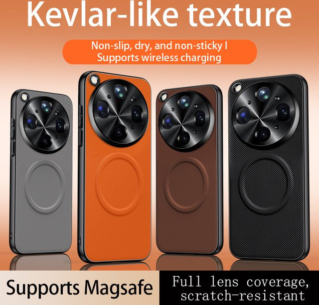MagSafe Magnetische Schutzhülle mit Kevlar-Textur für OPPO Find X9 Ultra X9s X9Pro X8 Pro X8 in Orange, Kratzfeste Hülle mit Objektivschutz - Bild 1
