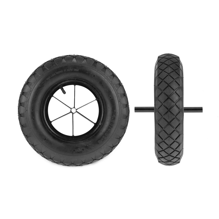 Relaxdays Schubkarrenrad aus Gummi und Stahl in Schwarz mit fester Achse, Durchmesser: 38,5 cm, Breite: 9,5 cm - Bild 2