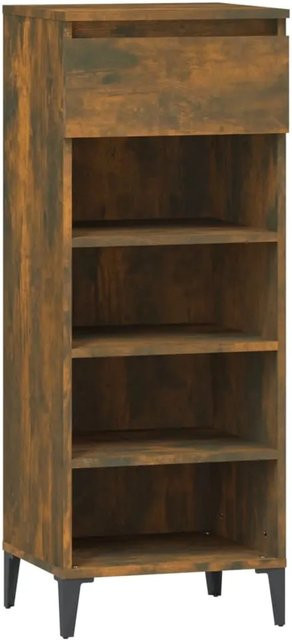 vidaXL Schuhregal Räuchereiche in Braun aus Holzwerkstoff und Metall, B/T/H: 40 x 36 x 105 cm - Bild 1