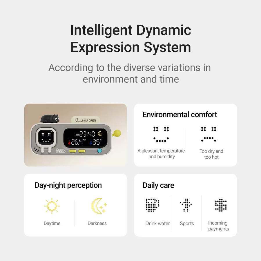 DUKA MOODA Intelligente Desktop-Temperatur- und Luftfeuchtigkeitsuhr in Weiß mit digitalem Temperatur- und Feuchtigkeitsmesser und Spaß-Reminder - Bild 4