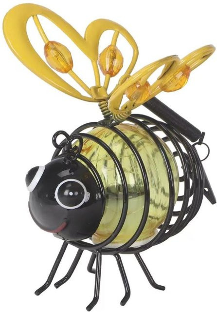 Solarbetriebene LED Bienenleuchte von Ora Home als hängende Außenstatue aus Metall in Gelb - Bild 1