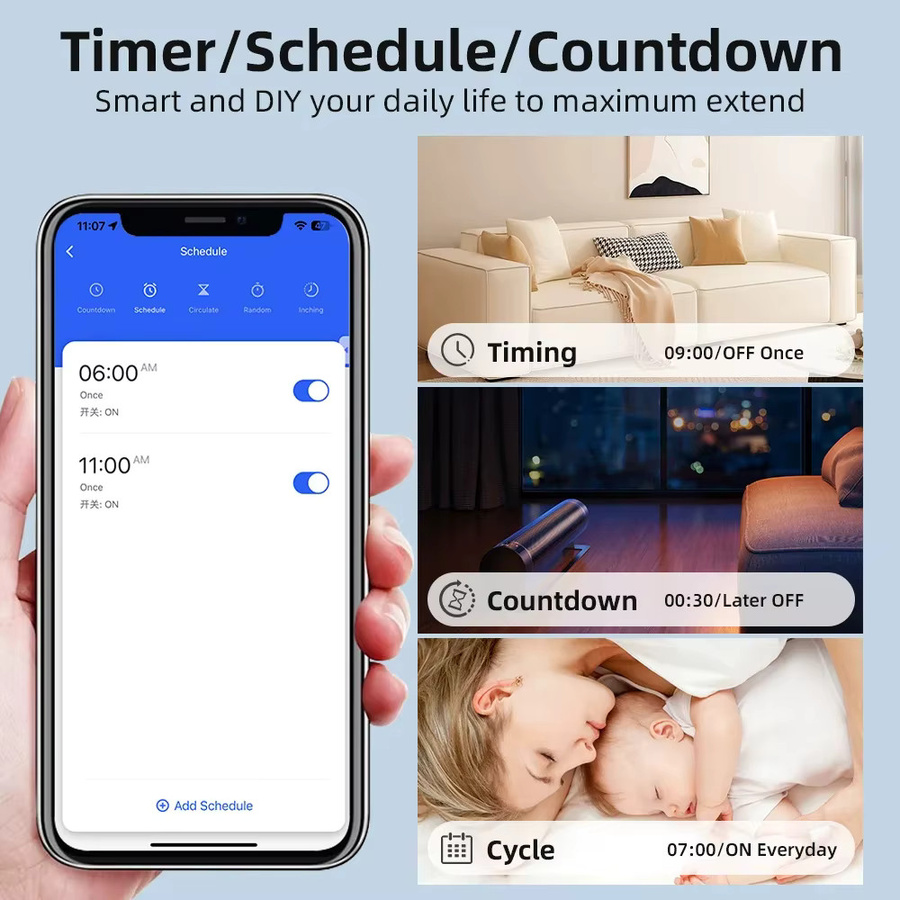 Szaoju Smart Switch Modul 16A WLAN Mini-Schalter für 2-Wege-Steuerung in Weiß, kompatibel mit Tuya App, Smart Life, Alexa und Google Assistant - Bild 2