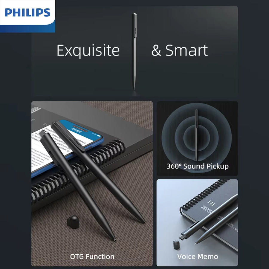 Philips VTR5910 Tragbarer Digitaler Sprachrekorder in Schwarz mit Austauschbarem Akku und Ein-Klick-Aufnahme - Bild 2